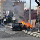 Roma, incidente di Capodanno in viale Adriatico: auto finisce contro il guardrail e prende fuoco