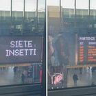 Roma Termini, lo strano messaggio comparso sugli schermi degli orari dei treni: «Siete insetti». Viaggiatori sconcertati