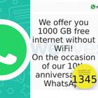 WhatsApp, la truffa del messaggio che promette 1000 GB in regalo