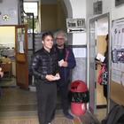 Beppe Grillo al seggio di Sant'Ilario col figlio che vota per la prima volta