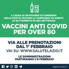 Vaccino, nel Lazio slitta di 7 giorni il piano per gli over 80.