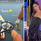 Melissa Satta già bravissima a giocare a tennis: le lezioni di Matteo Berrettini?