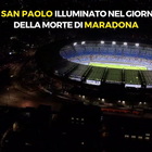 Maradona, stadio San Paolo illuminato a Napoli
