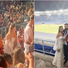 Sposi festeggiano matrimonio all'Olimpico