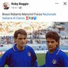 Baggio scrive a Mancini: «Bravo Roberto, forza Italia»