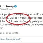 Donald Trump vota Giuseppe Conte, ma sbaglia a scrivere il nome nel tweet