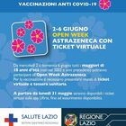 Vaccini, Open Day Lazio (2-6 giugno) aperto a tutti da 18 anni in su