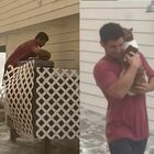Gattino rischia la vita durante l'uragano: ragazzo lo salva e diventa un eroe sui social