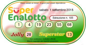 Estrazioni Lotto Superenalotto e 10eLotto di oggi sabato 1