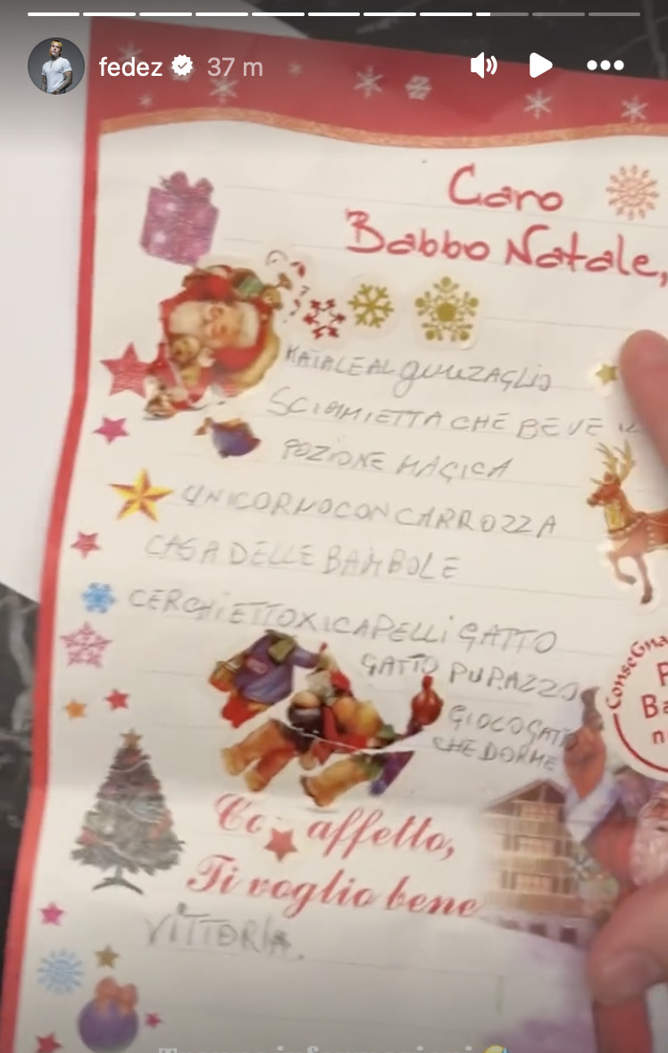 Fedez Vittoria Scrive A Babbo Natale Vorrei Una Pozione Magica La Lettera Con Tutte Le